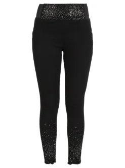 Ad'Oro Pantaloni donna push-up con borchie e finale sfrangiato