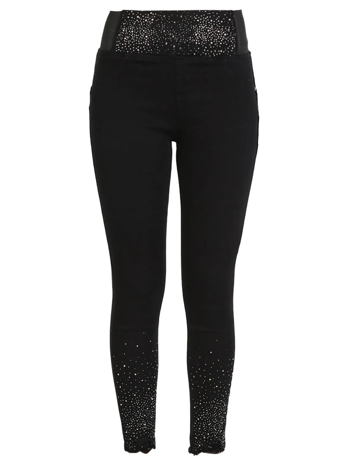 Ad'Oro Pantaloni donna push-up con borchie e finale sfrangiato