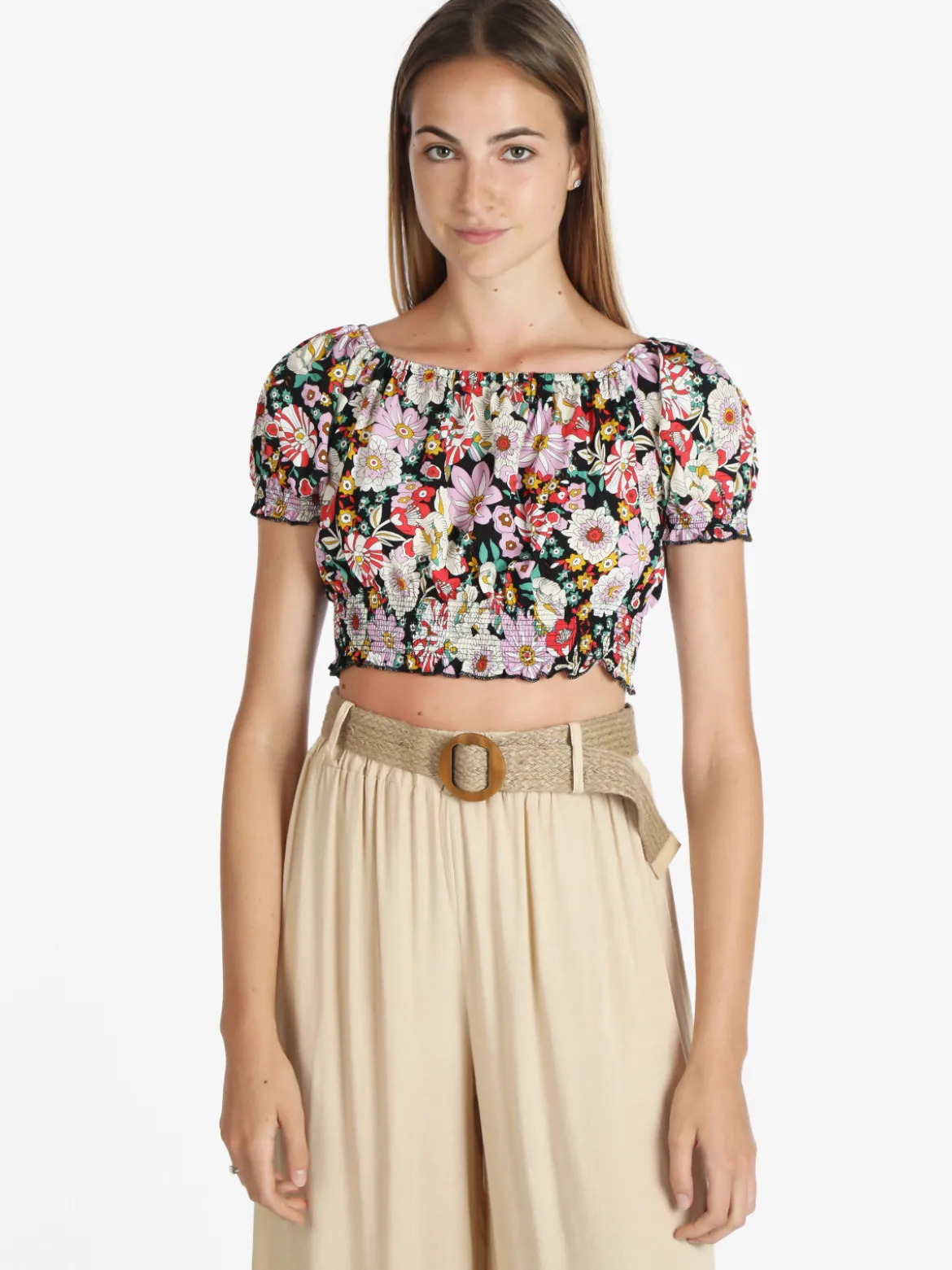 Airisa Top cropped floreale donna