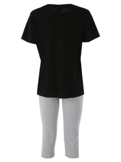 Aki Completo sportivo da donna con t-shirt e leggings a 3/4 - nero