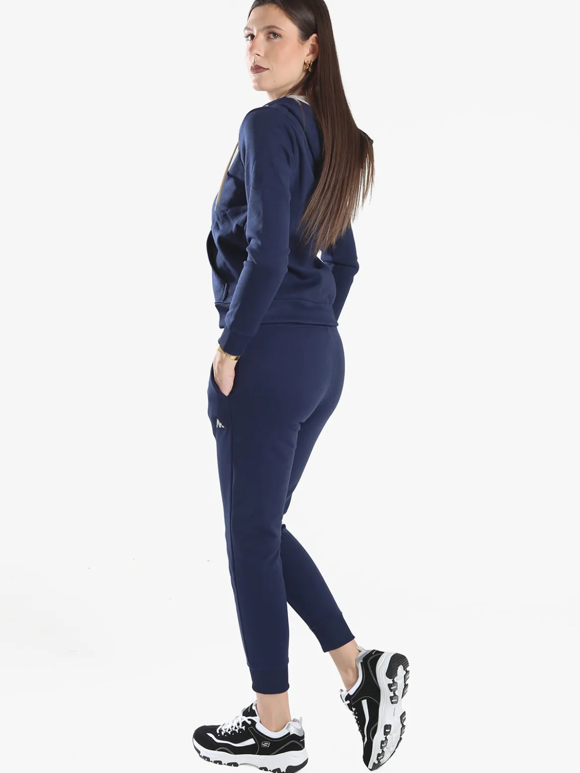 Aki Completo tuta da donna full zip con cappuccio e interno felpato - blu scuro