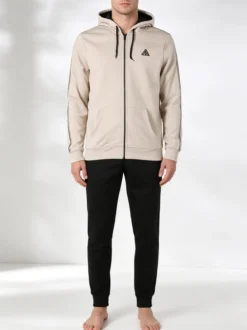 Aki Completo tuta da uomo full zip con cappuccio e interno felpato - naturale