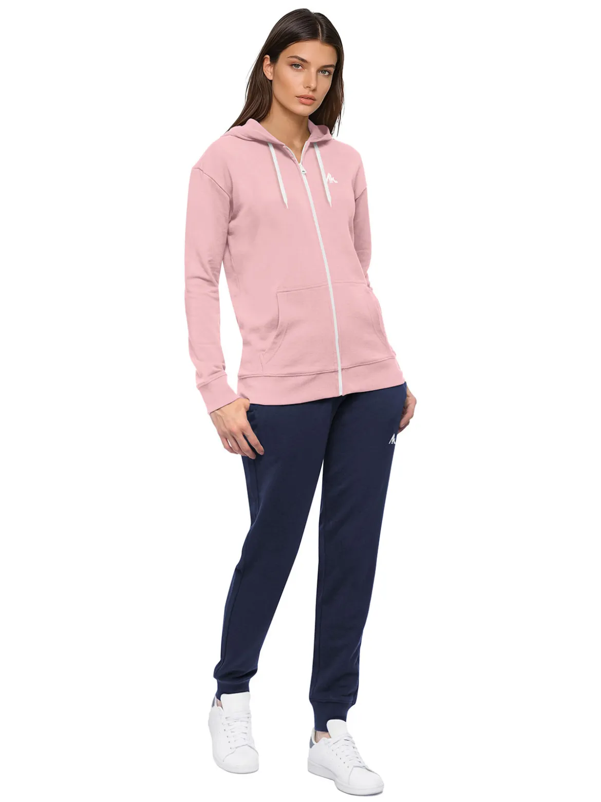 Aki Completo tuta 2 pezzi da donna con cappuccio e zip - rosa