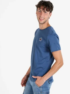Aky T-shirt uomo in cotone tinta unita - blu