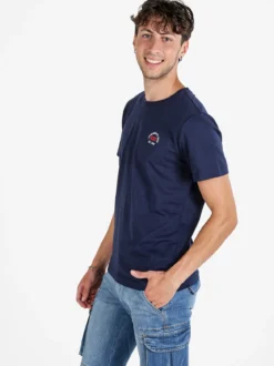 Aky T-shirt uomo in cotone tinta unita - blu scuro
