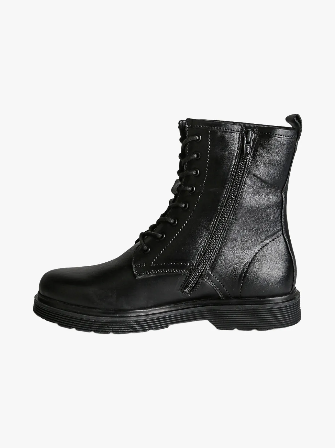 All-Pop Anifibi donna in pelle con lacci e zip - nero