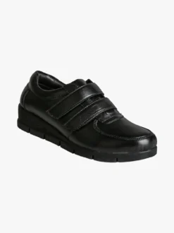All-Pop Scarpe in pelle da donna con strappi e zeppa - nero