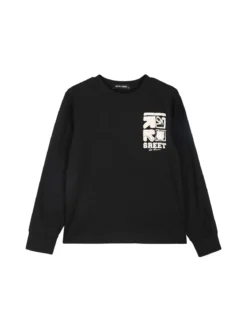 Alta Linea T-shirt maniche lunghe da bambino con stampa sul retro - nero