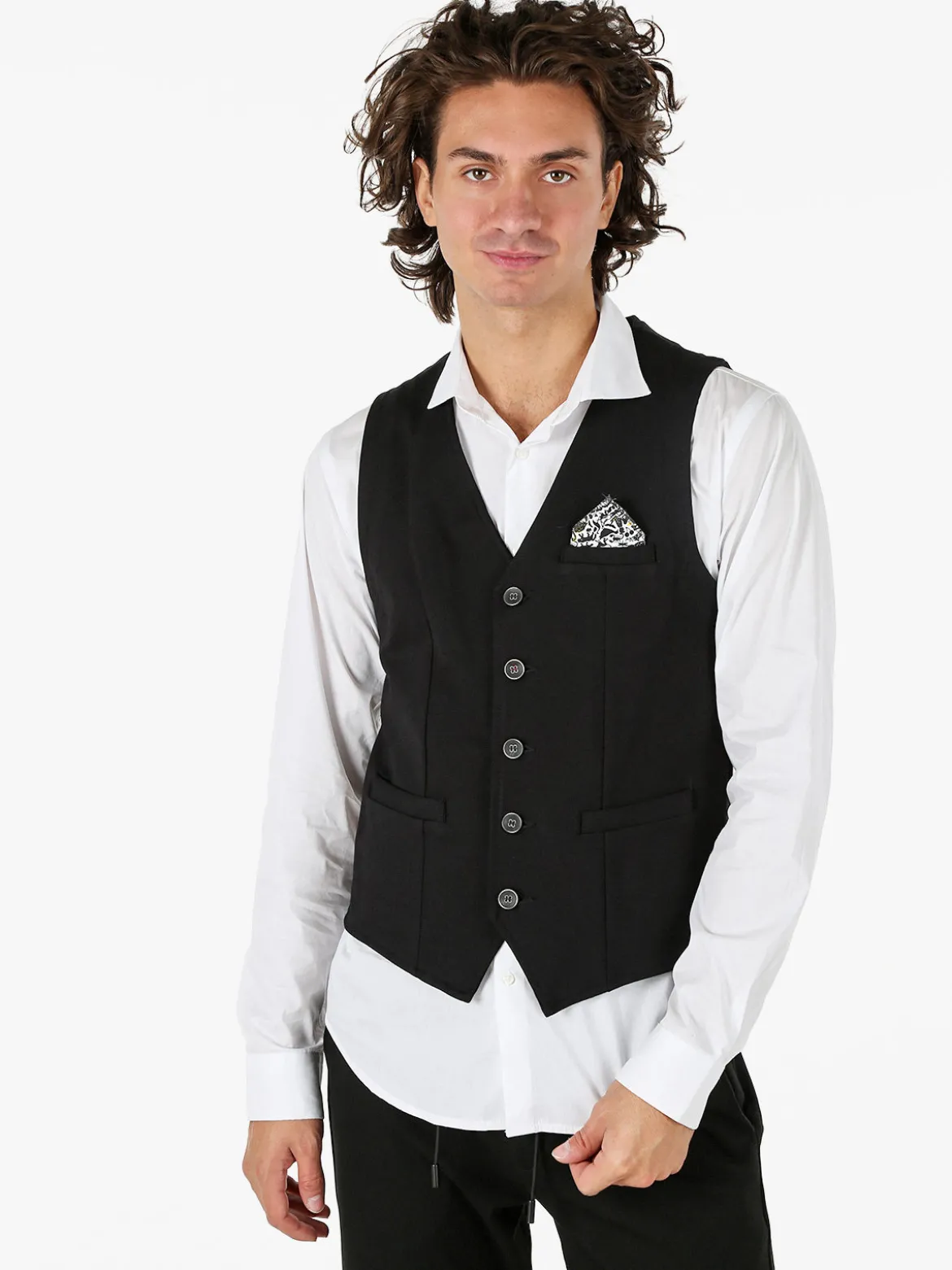 Andy Don B Gilet classico da uomo con bottoni - nero