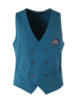 Andy Don B Gilet da uomo con chiusura a doppiopetto - ottanio