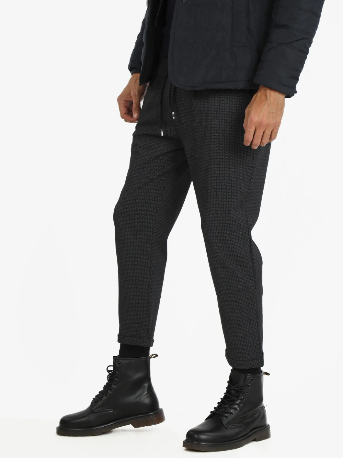 Ange Wear Pantaloni casual da uomo con culisse e risvolto