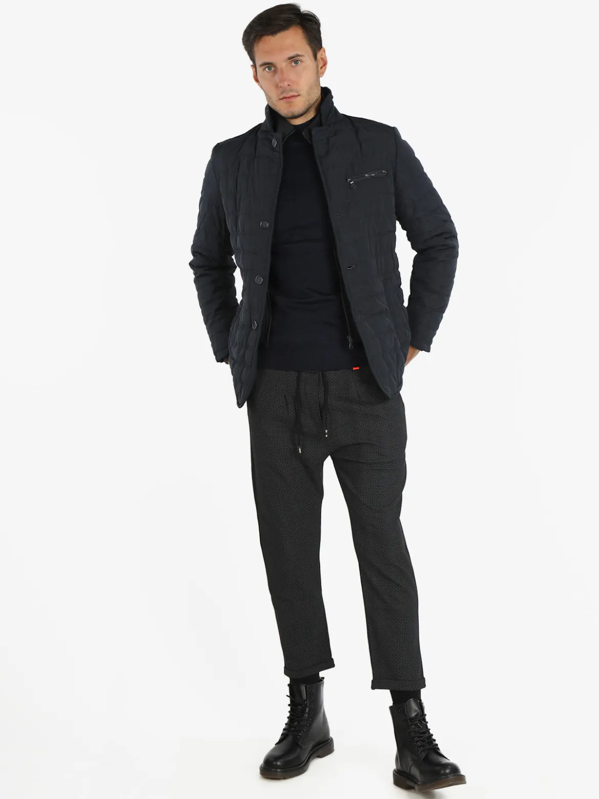 Ange Wear Pantaloni casual da uomo con culisse e risvolto