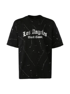 Ange Wear T-shirt da uomo in cotone con stampe metallizzate - nero