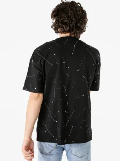 Ange Wear T-shirt da uomo in cotone con stampe metallizzate - nero