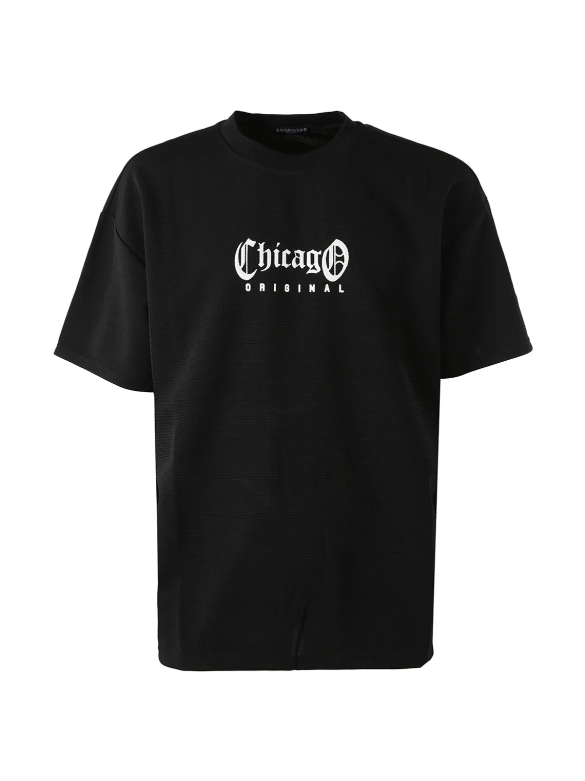 Ange Wear T-shirt oversize da uomo a nido d'ape - nero