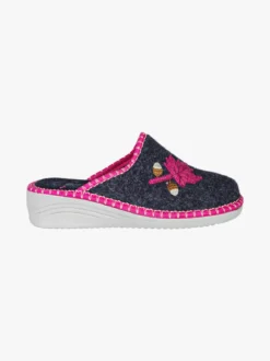 A Piedi Liberi Pantofole donna in feltro con zeppa - blu scuro