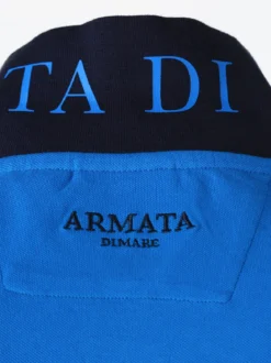 Armata Di Mare Polo da uomo in cotone a maniche corte con stampa - blu