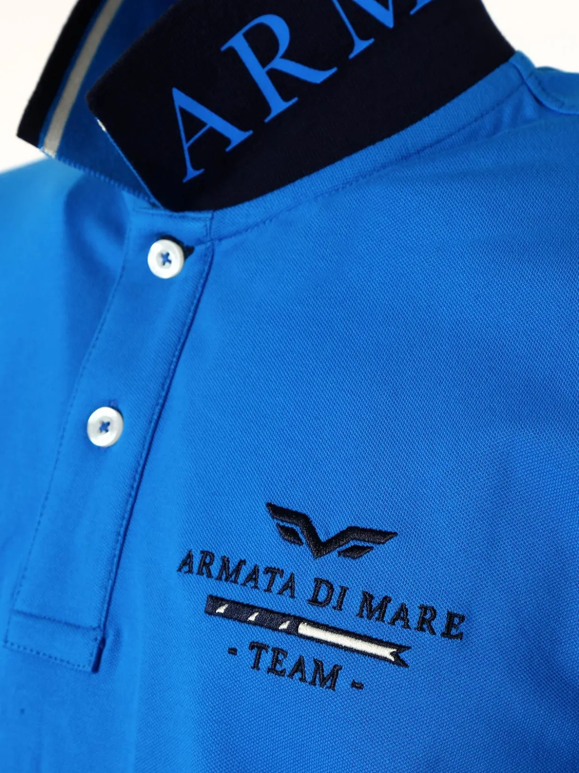 Armata Di Mare Polo da uomo in cotone a maniche corte con stampa - blu