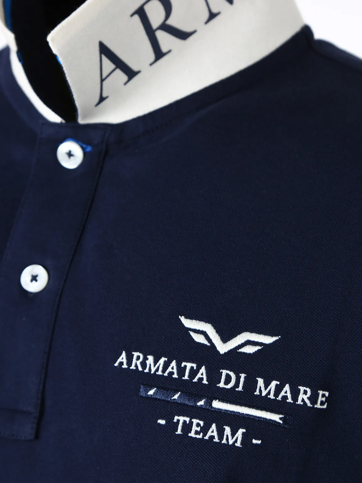 Armata Di Mare Polo da uomo in cotone a maniche corte con stampa - blu scuro