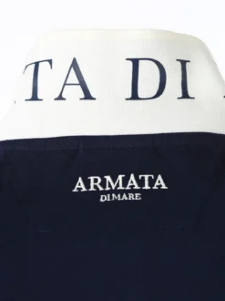 Armata Di Mare Polo da uomo in cotone a maniche corte con stampa - blu scuro