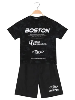 Armata Militare Completo corto da bambino in cotone con t-shirt e bermuda - nero