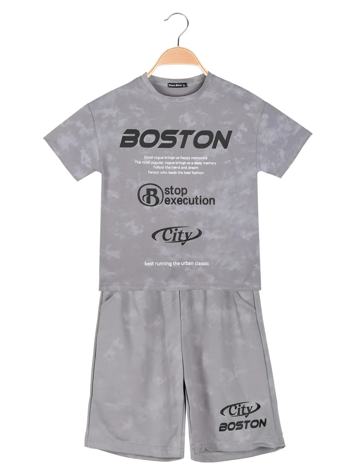 Armata Militare Completo corto da bambino in cotone con t-shirt e bermuda - grigio