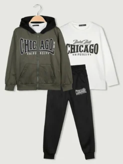 Armata Militare Completo 3 pezzi da bambino con cappuccio e zip - militare