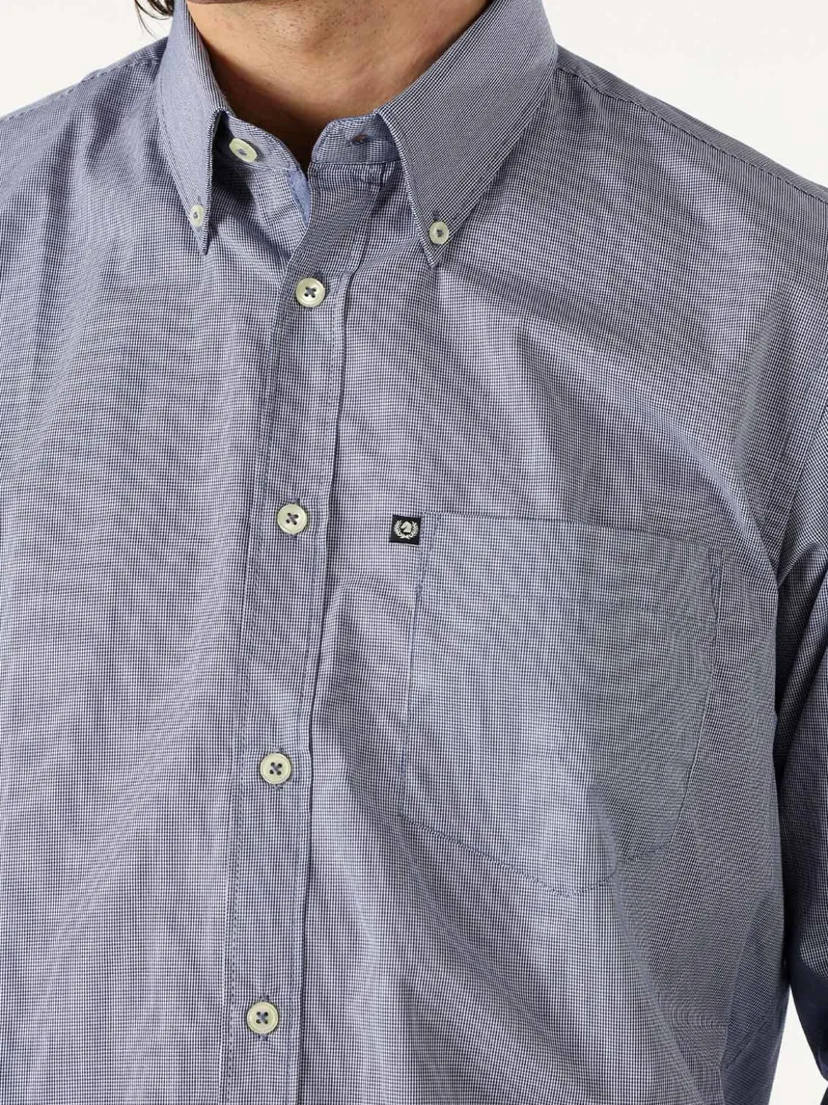 Ascot Sport Camicia da uomo in cotone a maniche lunghe con stampa texture - blu scuro
