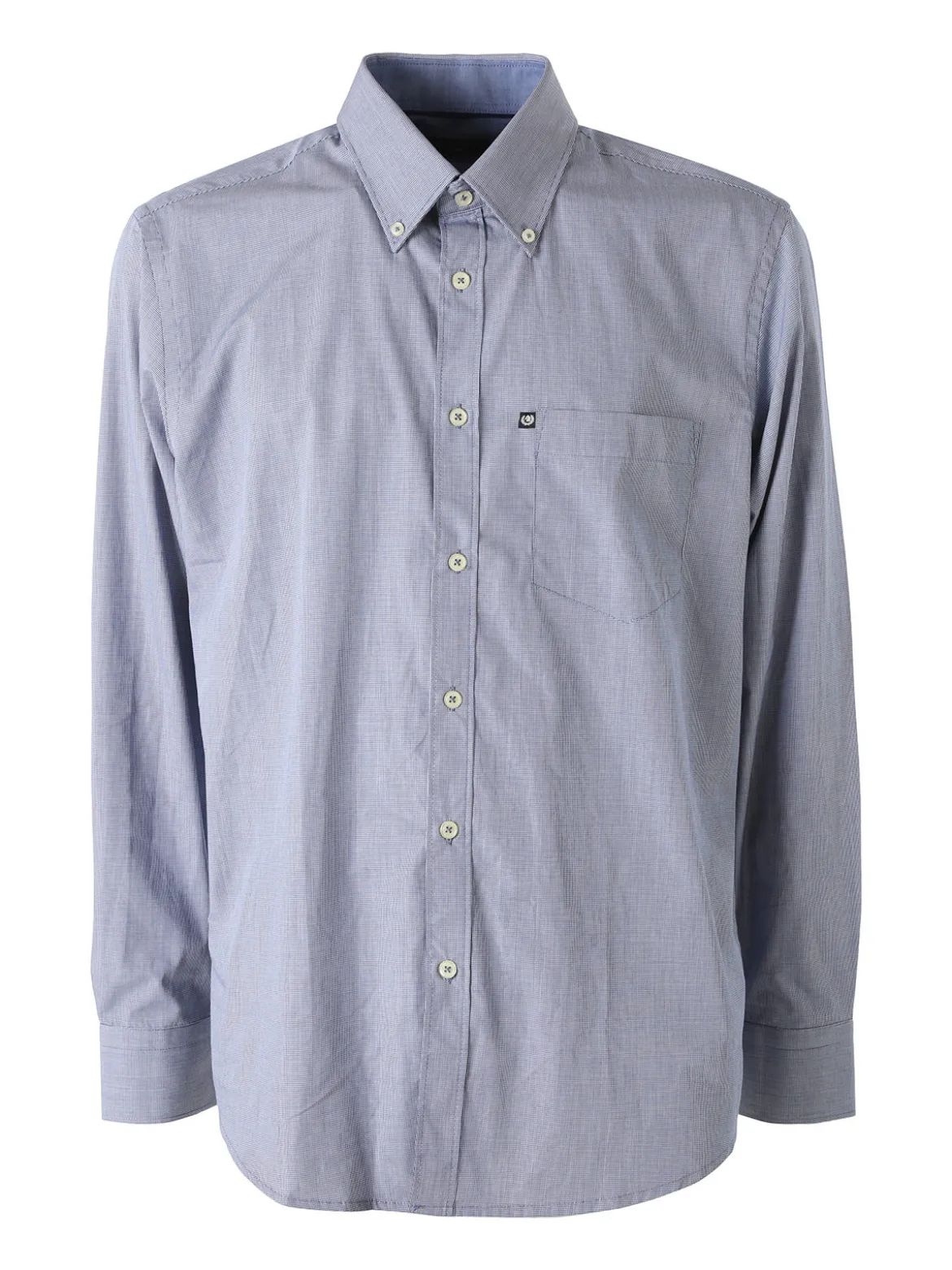 Ascot Sport Camicia da uomo in cotone a maniche lunghe con stampa texture - blu scuro