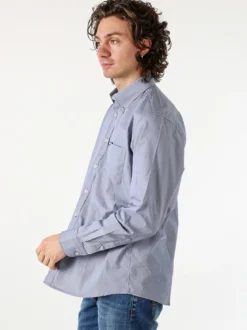 Ascot Sport Camicia da uomo in cotone a maniche lunghe con stampa texture - blu scuro
