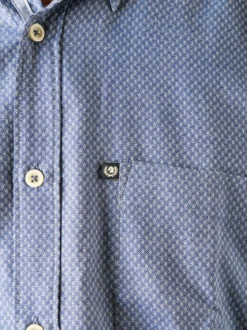 Ascot Sport Camicia da uomo in cotone a maniche lunghe con taschino e stampe - blu