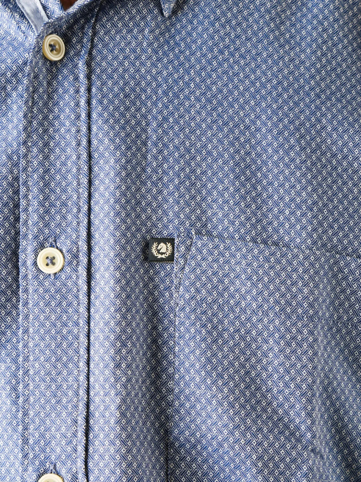 Ascot Sport Camicia da uomo in cotone a maniche lunghe con taschino e stampe - blu