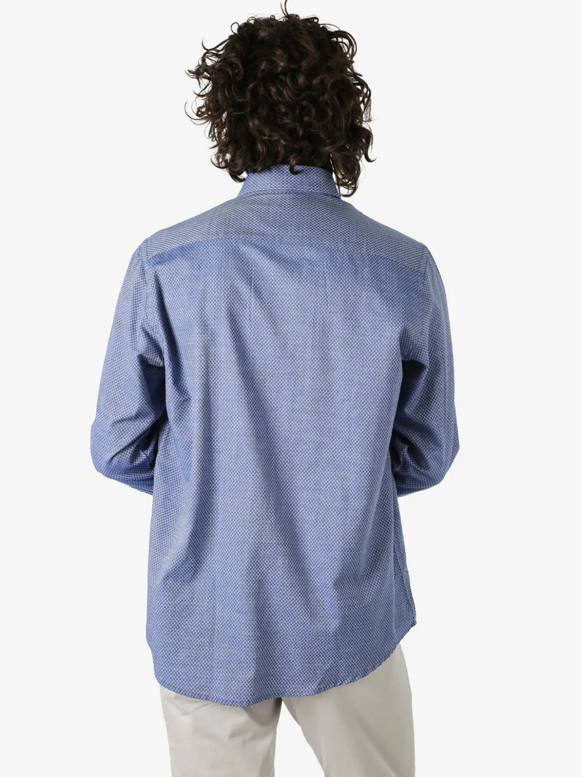 Ascot Sport Camicia da uomo in cotone a maniche lunghe con taschino e stampe - blu