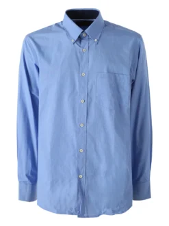 Ascot Sport Camicia da uomo in cotone a maniche lunghe con taschino - avion