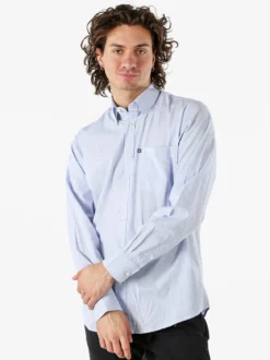 Ascot Sport Camicia da uomo in cotone a quadretti con maniche lunghe - azzurro
