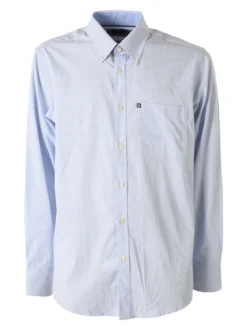 Ascot Sport Camicia da uomo in cotone a quadretti con maniche lunghe - azzurro