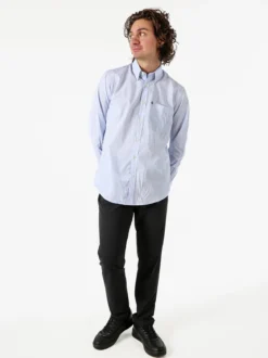 Ascot Sport Camicia da uomo in cotone a quadretti con maniche lunghe - azzurro