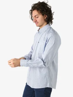 Ascot Sport Camicia da uomo in cotone stretch a maniche lunghe con taschino - multicolore