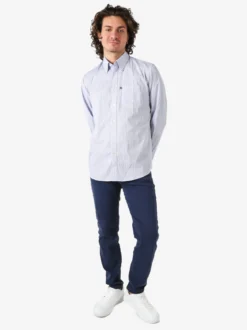 Ascot Sport Camicia da uomo in cotone stretch a maniche lunghe con taschino - multicolore