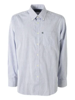 Ascot Sport Camicia da uomo in cotone stretch a maniche lunghe con taschino - multicolore