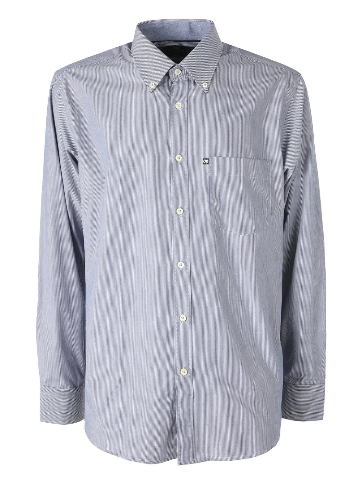 Ascot Sport Camicia rigata da uomo in cotone a maniche lunghe - blu