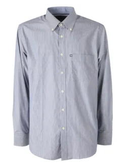 Ascot Sport Camicia rigata da uomo in cotone a maniche lunghe - blu