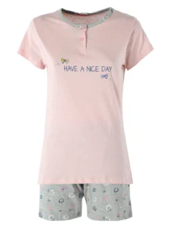 A Sette Pigiama corto da donna in cotone - rosa