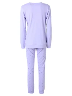 A Sette Pigiama lungo da donna in cotone interlock con pantaloni a cuori - lilla
