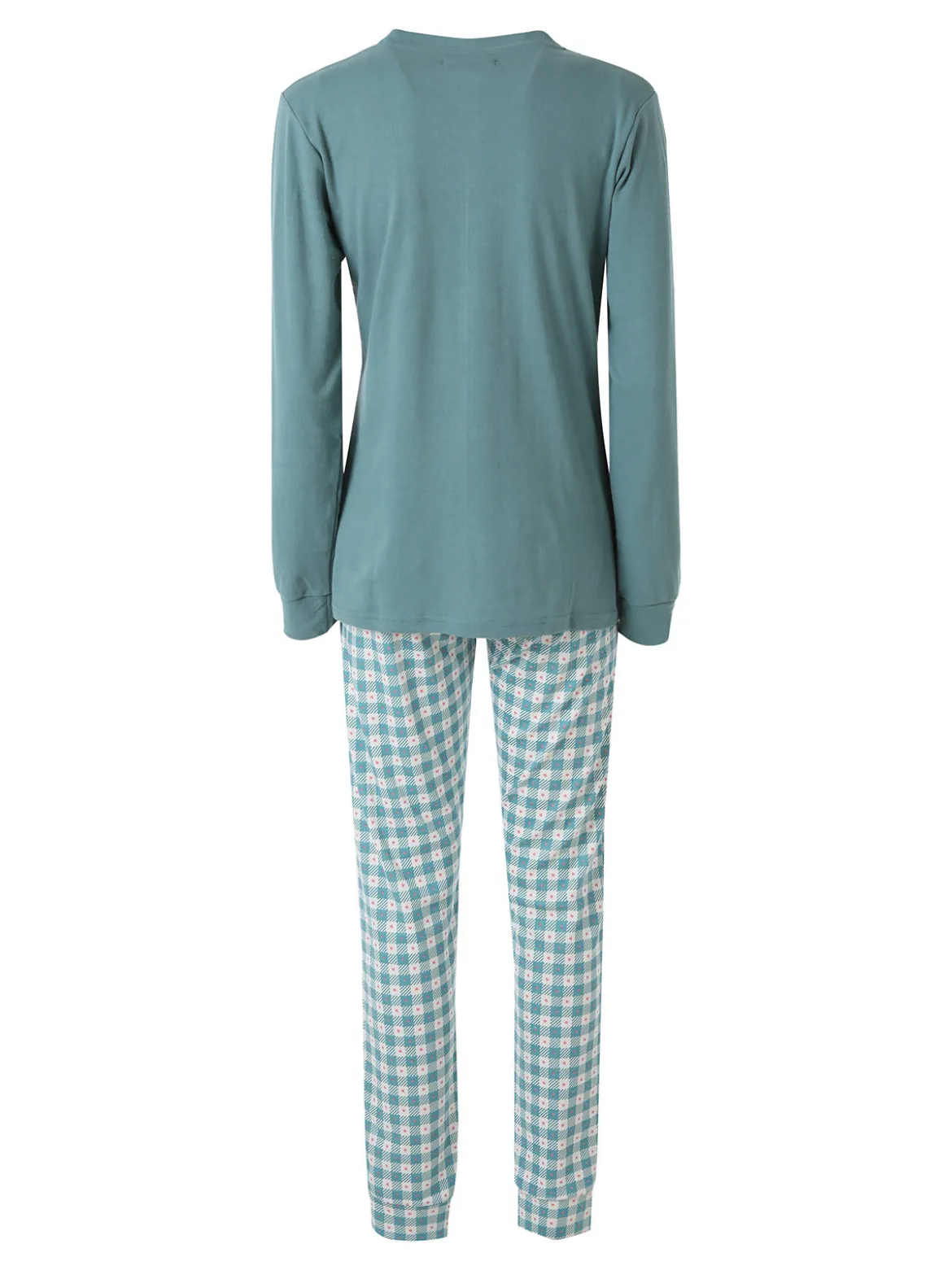 A Sette Pigiama lungo da donna in cotone interlock con pantaloni a quadretti - verde