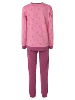 A Sette Pigiama lungo da donna in cotone interlock con stampa disegni - rosa