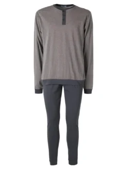 A Sette Pigiama lungo da uomo in cotone - grigio