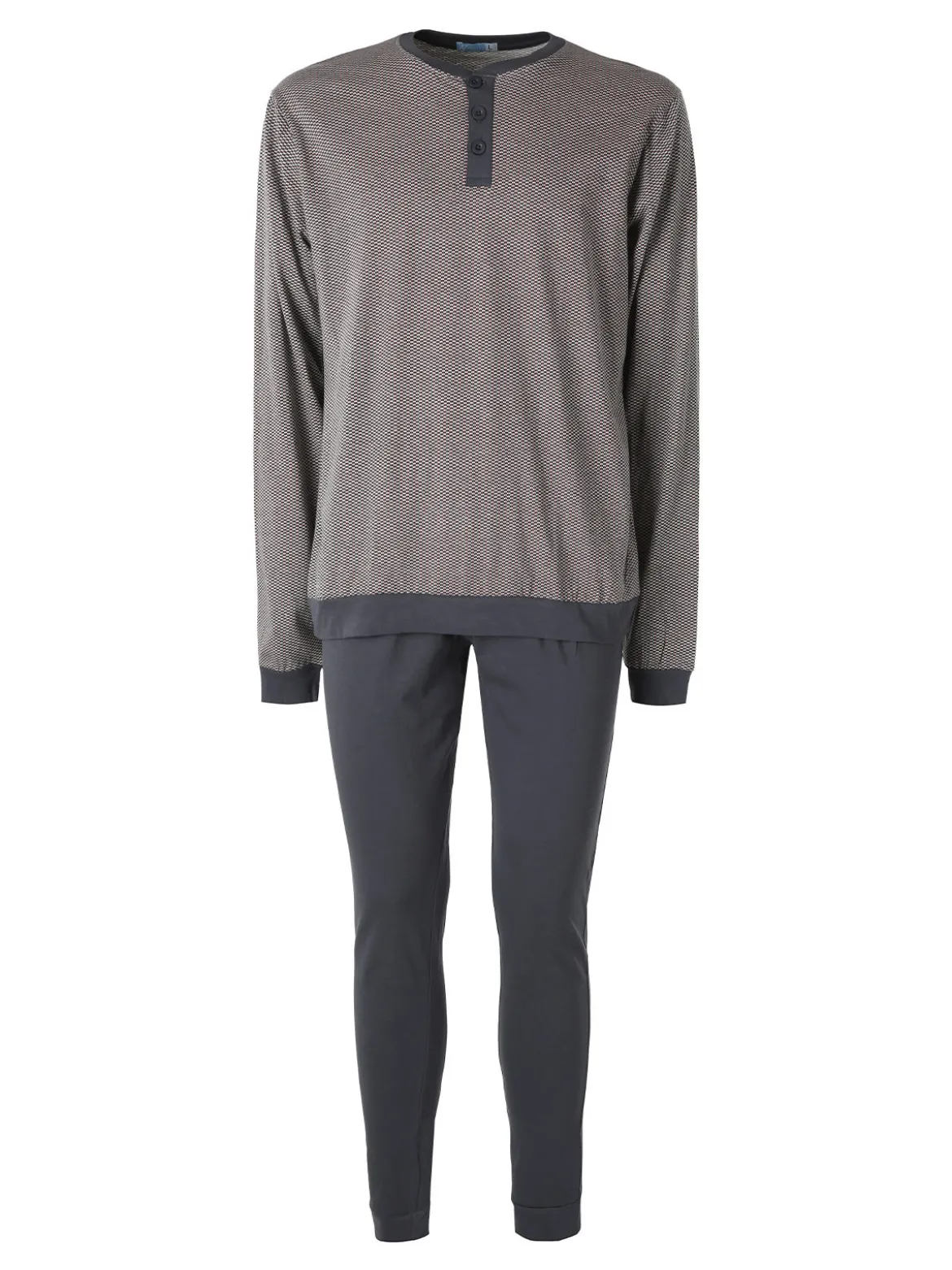 A Sette Pigiama lungo da uomo in cotone - grigio