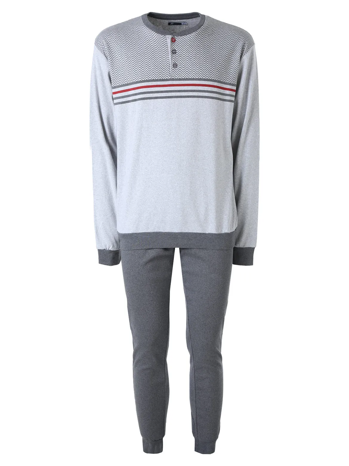 A Sette Pigiama lungo da uomo in cotone interlock - grigio