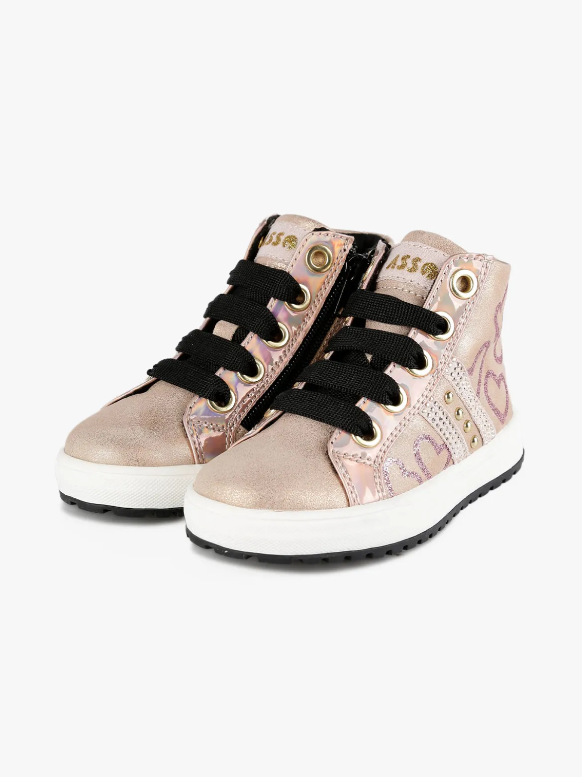 Asso Sneakers alte da bambina con cuori